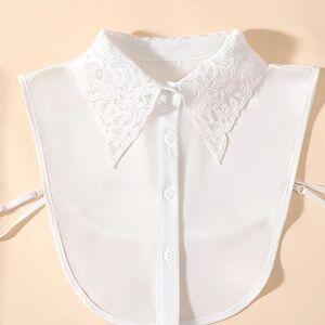 White Lace-Trim Detachable Shirt Collar - Women